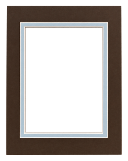Double Mount - Chocolate Brown & Sky Blue