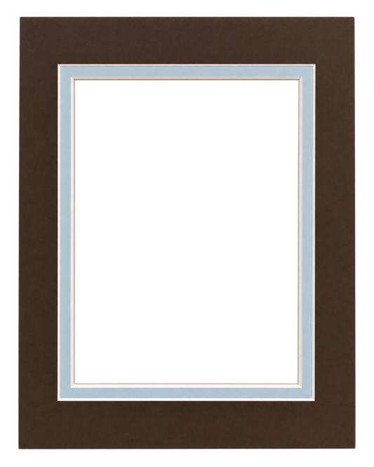 Double Mount - Chocolate Brown & Sky Blue
