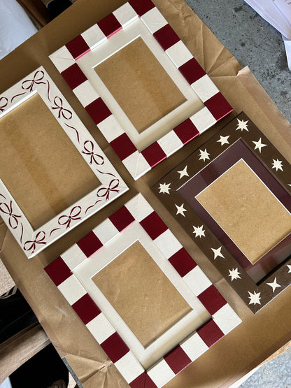 Picture Frame, Brick / Ivory Stripe