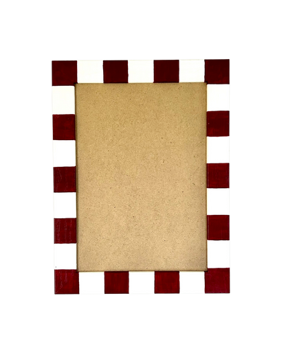 Picture Frame, Brick / Ivory Stripe